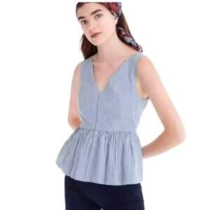 J. Crew Striped sleeveless peplum top blue/white Size 8